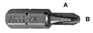 Kreuzschlitz-Bits - 1/4" Sechskant-Einsatz-Bits - 2 GL 1"