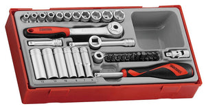 1/4"-Steckschlüssel-Set, 6-Kant, TT1, 35 Teile