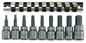 3/8"-Sechskantbit-Steckschlüssel, Clipschienen-Set, 9 Teile