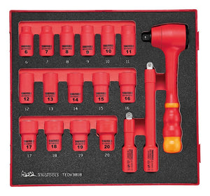 Set mit isolierten 3/8"-Steckschlüsseln, FOAM2, 18 Teile