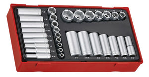 1/4"- & 3/8"-Steckschlüssel-Set, AF, 6-Kant, TT1, 32 Teile