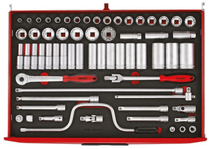 1/2"-Steckschlüssel-Set, 12-Kant, FOAM4X4, 63 Teile