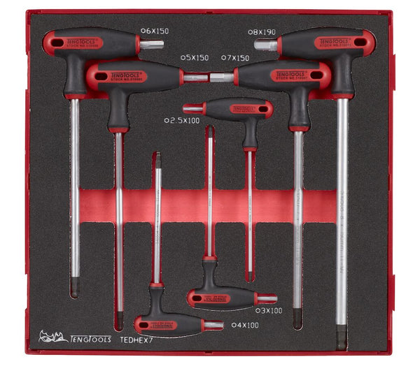 Set mit T-Griff-Kugelspitzen-Sechskantschlüsseln, FOAM2, 7 Teile