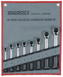 Ratschen-Kombischlüssel-Set R, Werkzeugrolle, 8 Teile