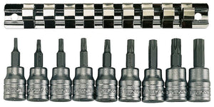 3/8"-TX-Bit-Steckschlüssel, Clipschienen-Set, 9 Teile