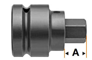 Innensechskant-Bits mit Vierkantantrieb-Adaptern und Einsätze, metrisch - 1" Vierkant-Antrieb (nur Einsatz) -  22mm GL 3 5/16" EL 1 1/8"